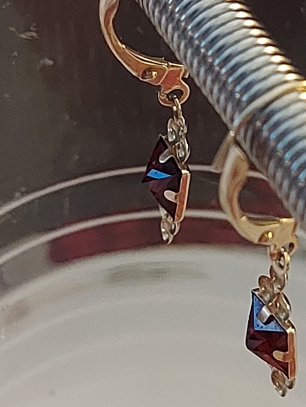 14K Garnet Drop Earrings - Picture 7 of 12